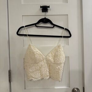 Jenny Yoo White Lace Crop Top